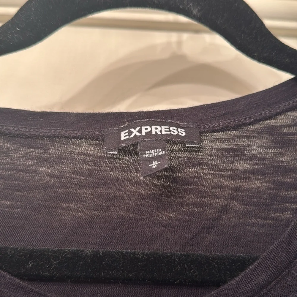Express Black Ruffle Tee - Picture 2 of 4